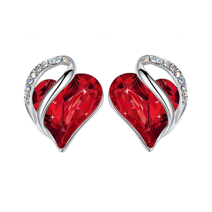 Infinity Heart Ruby Stud Earrings | White Gold