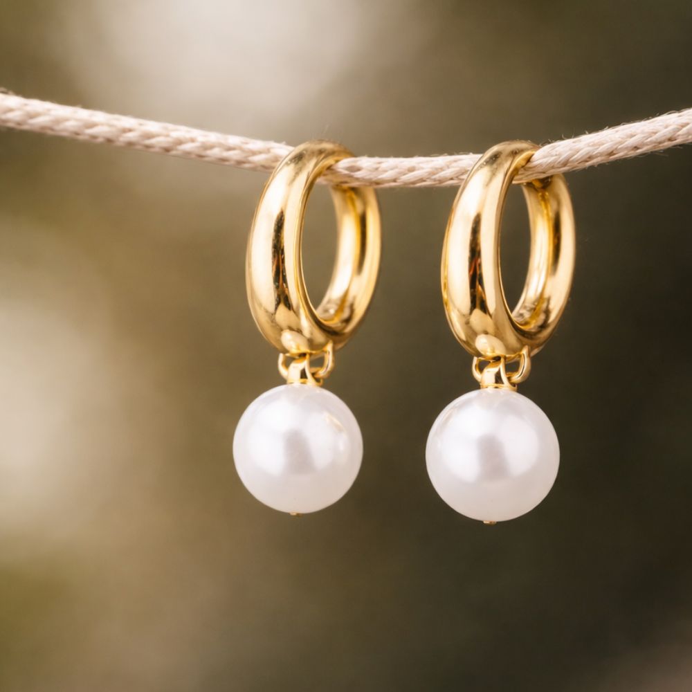 Unique Golden Pearl Earrings