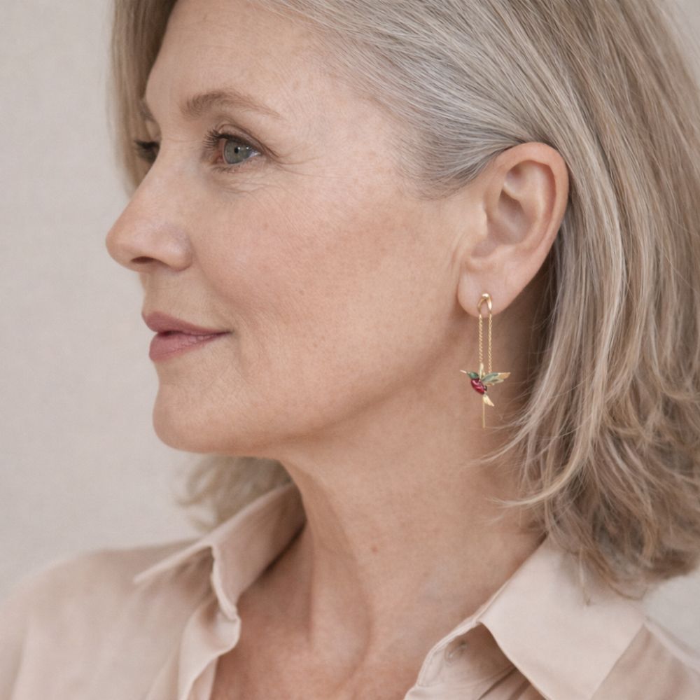 Hummingbird Earrings with Zirconia