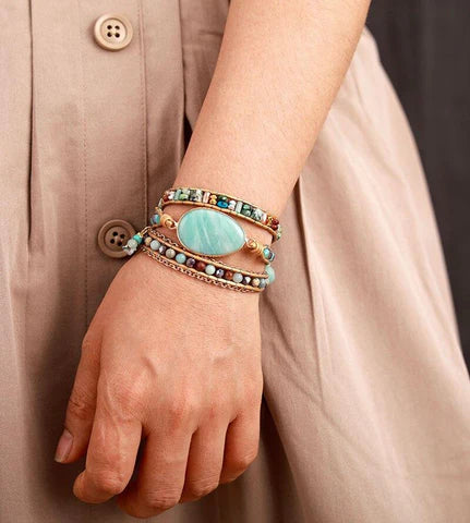 Vegan Amazonite Charm Bracelet - Amazonite 